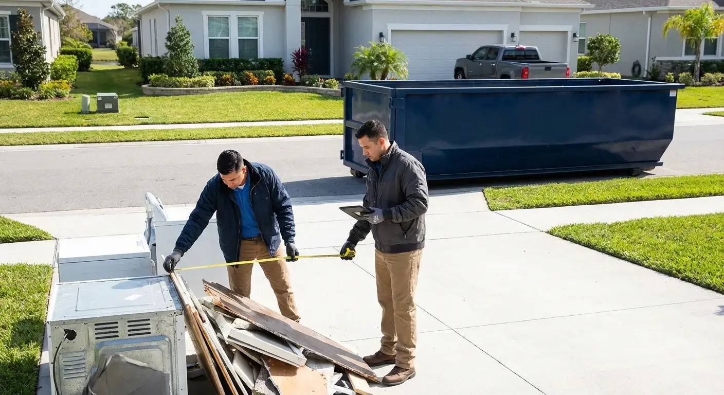 Concrete dumpster rental delivery truck in Waynesboro, GA